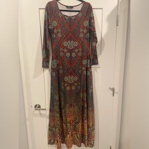 Modest maxi long sleeve dress medium JFN just fashion now EUC